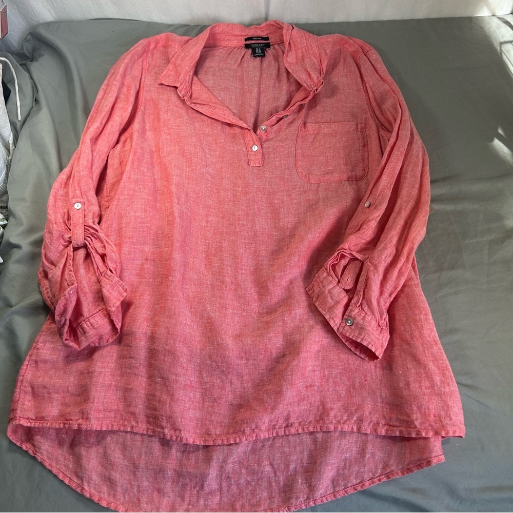 Jones & co Jones NY women's 100% Linen collard top size 1X